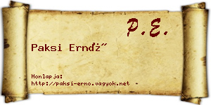 Paksi Ernő névjegykártya